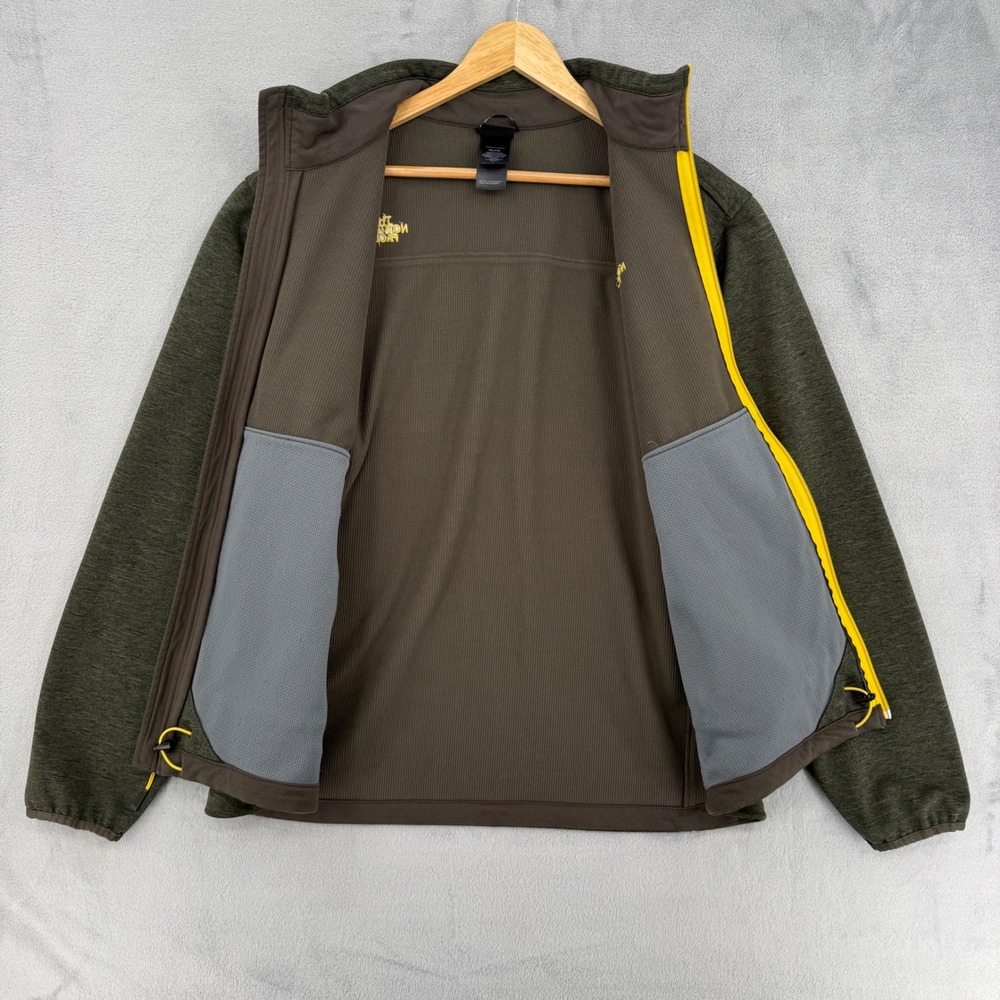 The North Face Mens Full Zip Jacket Olive Green Trim Mock Neck Fleece Size XL - Picture 6 of 14